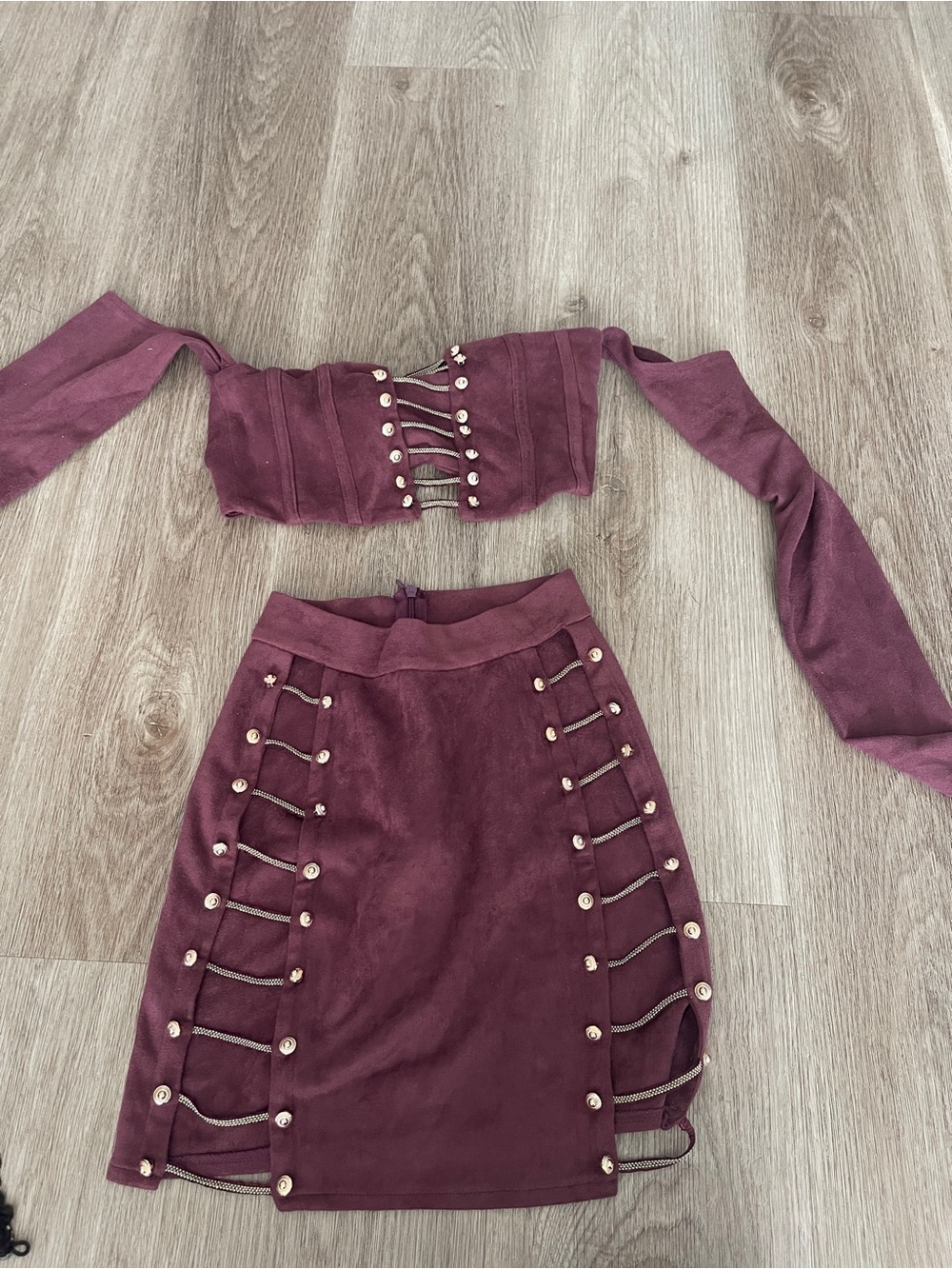 Oh Polly purple cut out skirt matching set